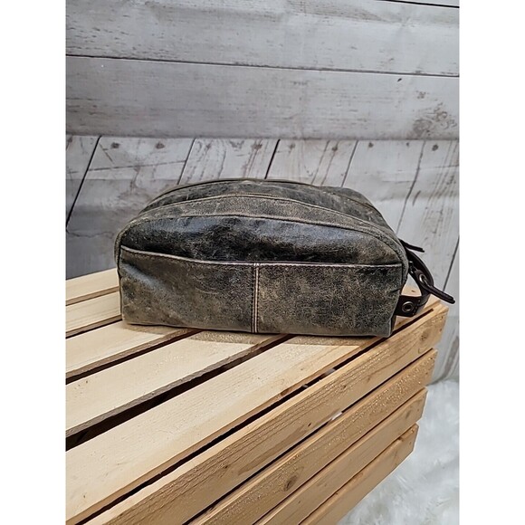 Fossil Genuine Classic Leather Travel Toiletry Bag Brown Multi Zip Compartments - Picture 5 of 16